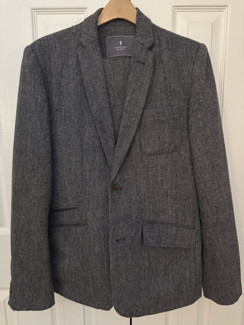 Men's Gray Herringbone Wool Blazer & Pants